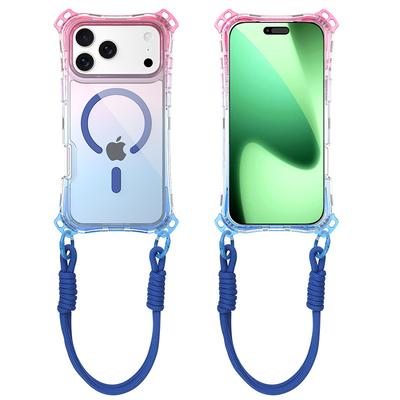 For IP17PROMAX 3-in-1 Gradient Magnetic Phone Case for Apple 17 Phone Case Small Four Corner Hanging Rope