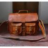 Briefcase Laptop Goat Leather Brown Messenger Satchel Genuine Handmade Bag