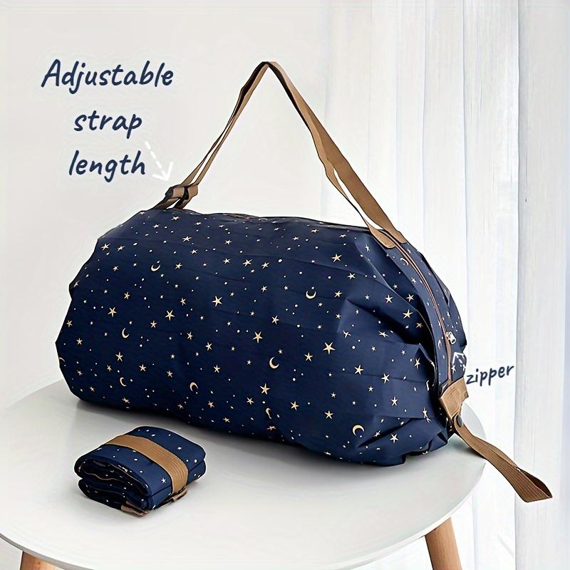 High-Quality Foldable Shopping Bag with Snap Closure - Lightweight, Portable Shoulder Tote for Groceries & Travel, Durable Polyester