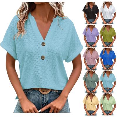 T-Shirts für Damen, kurzärmelige Damen-Oberteile, elegante, sommerliche, lässige, trendige, ausgehöhlte Blusen-T-Shirts