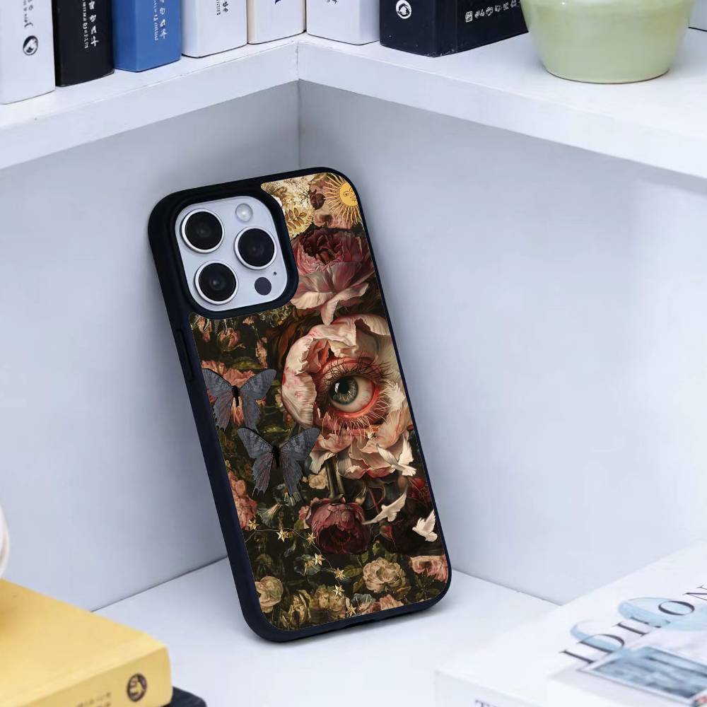 Dark Ornate Collage Art Phone Case For iPhone 14,16,15,13,17,12,Plus,Pro,Max Magnetic For Magsafe Frosted Cover