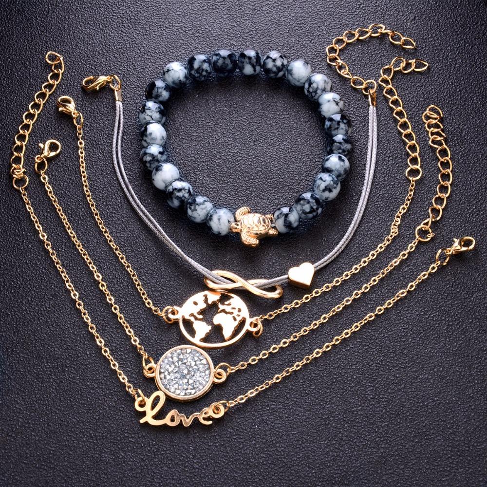 DIEZI Bohemian Turtle Charm Bracelets Bangles For Women Fashion Gold Color Strand Bracelets Sets Jewelry Party Gifts