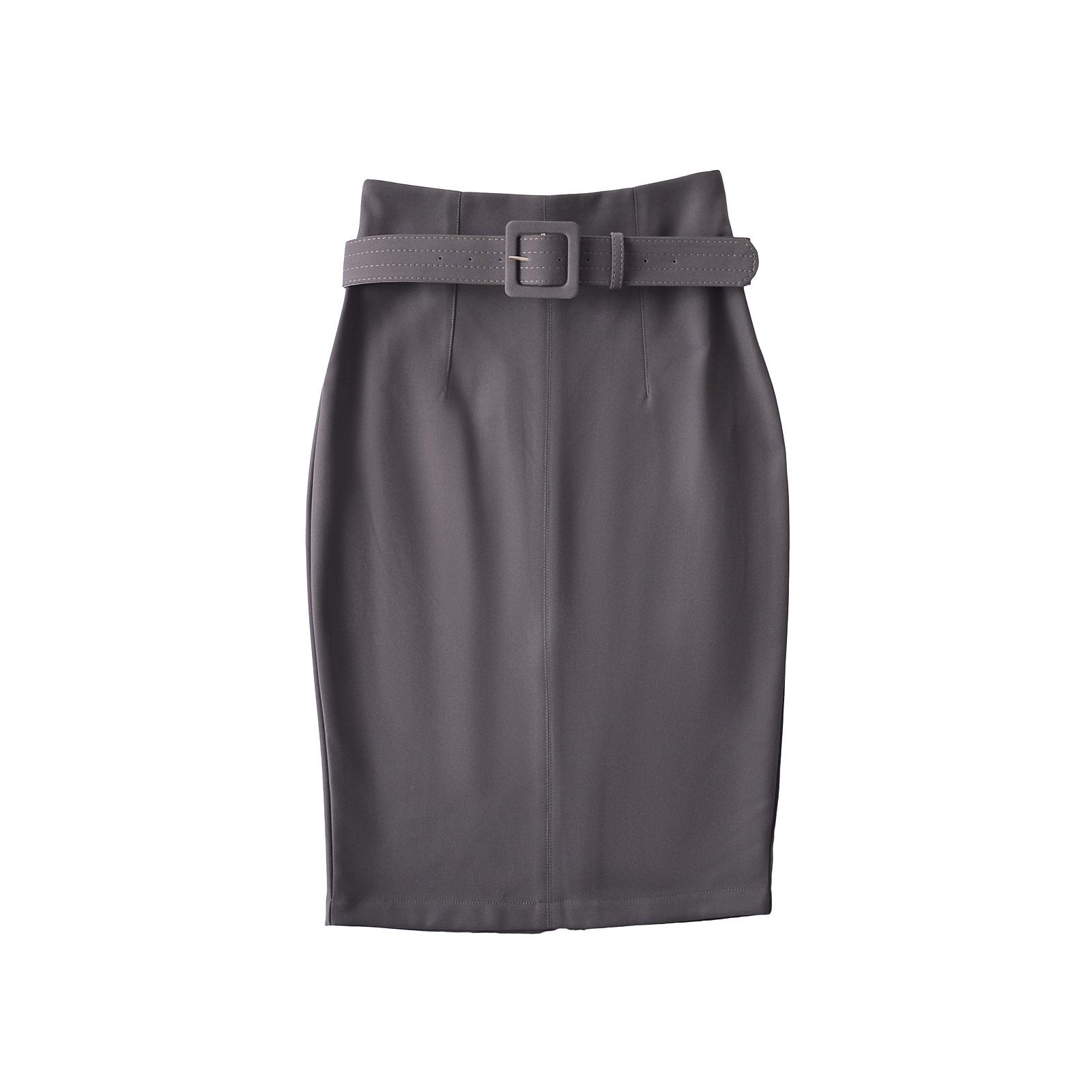 

Трансграничная юбка миди с высокой талией 2025 с поясом и разрезом сзади – европейский и американский стиль OL Large