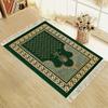 Classic Dark Green Muslim Tasseled Prayer Rug, Non-Slip Foldable Travel Prayer Mat for Mosques, Salah Janamaz Home Decor