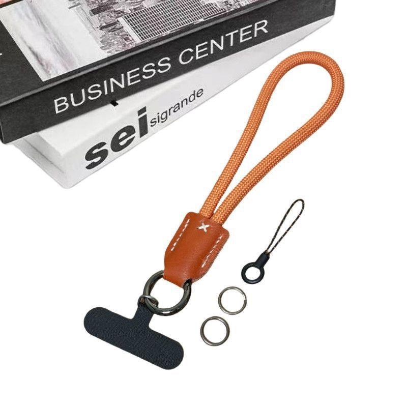 Premium Braided Lanyard With Leather Accent, Nylon Wrist Strap, Outdoor Anti-Lost Keychain, Secure Phone Tether With Clip Decora