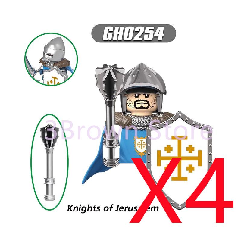 MOC Medieval Building Blocks Castle Knights Army Soldiers Warrior Accessories Warhorse Helmets Shields Armor Toy Gifts S036 DIY