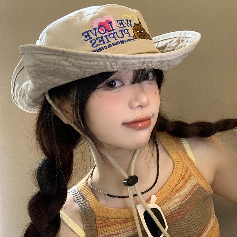 Cute Cartoon Dog Hiking Cap Outdoor Sports Wide-Brimmed Western Cowboy Hat Fashion Cowboy Style Fisherman Hats