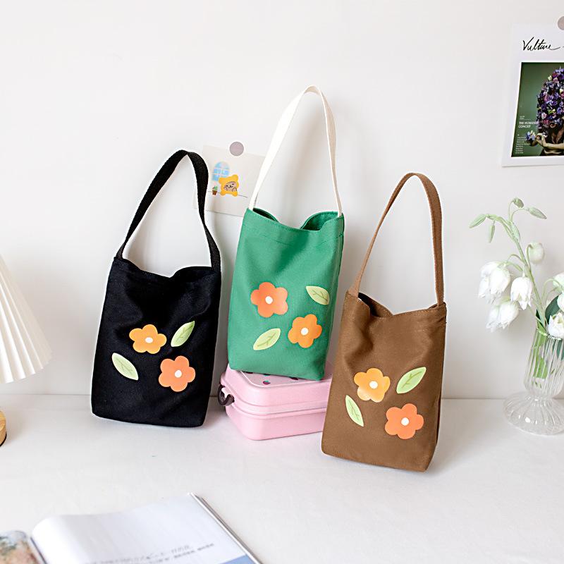 Summer Portable Canvas Bag Female Student Water Cup Milk Tea Fashion Mobile Phone Messenger Bag