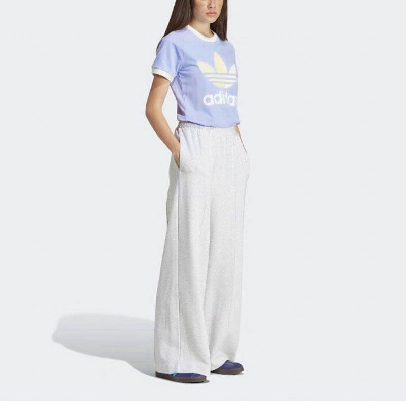 Adidas Originals Colorblock Trefoil Casual Round Neck Short Sleeve T-Shirt Women Tops Light-Purple IT9822