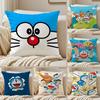 Anime D-doraemon Cushion Cover Silky Short Plush Sofa Pillow Cover Hidden Zipper Soft Dustproof Case for Home Decor