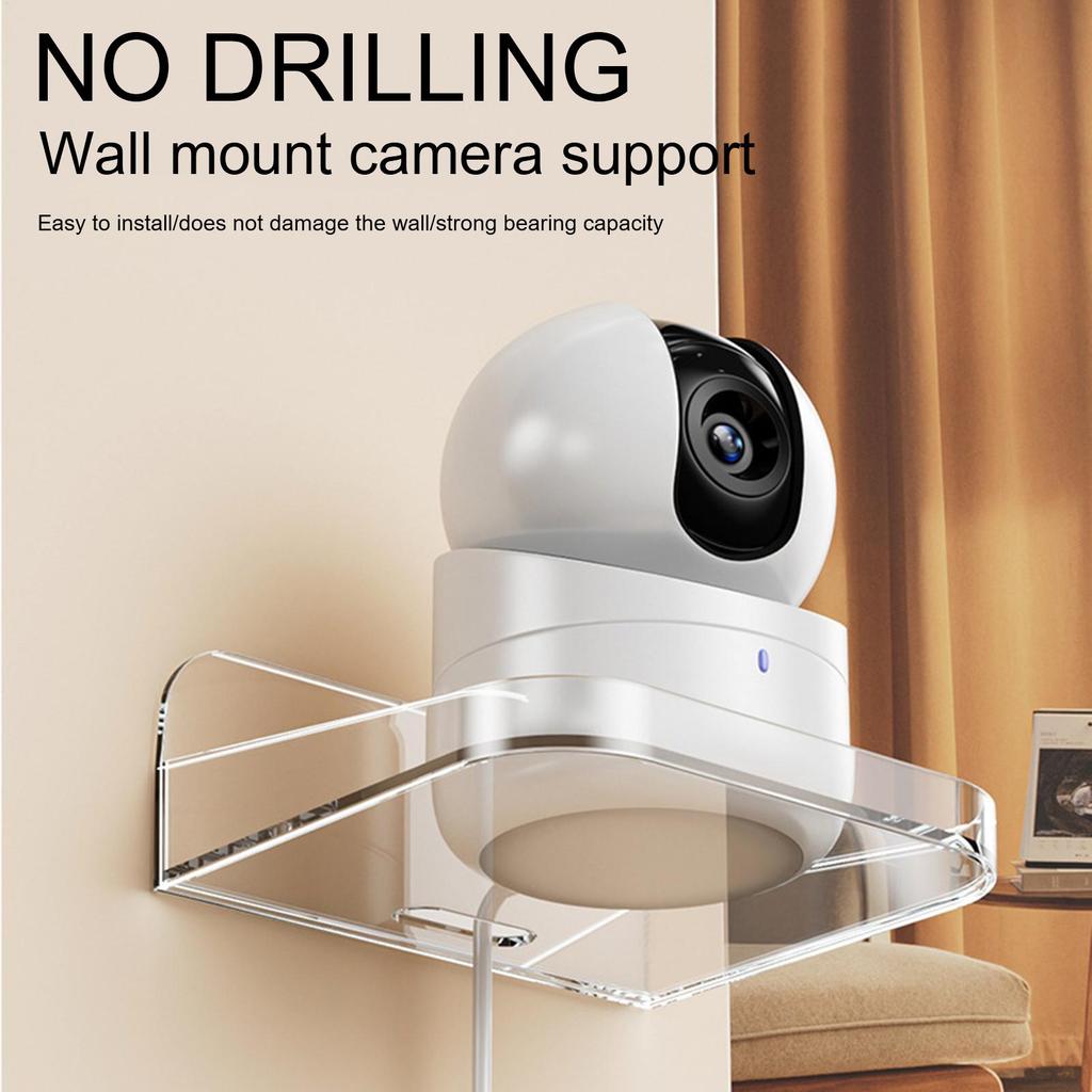 Small Clear Shelf Small Acrylic Shelf Security Camera Bracket Holder Floating Display for Window Apartment Renter Bedroom Dorm