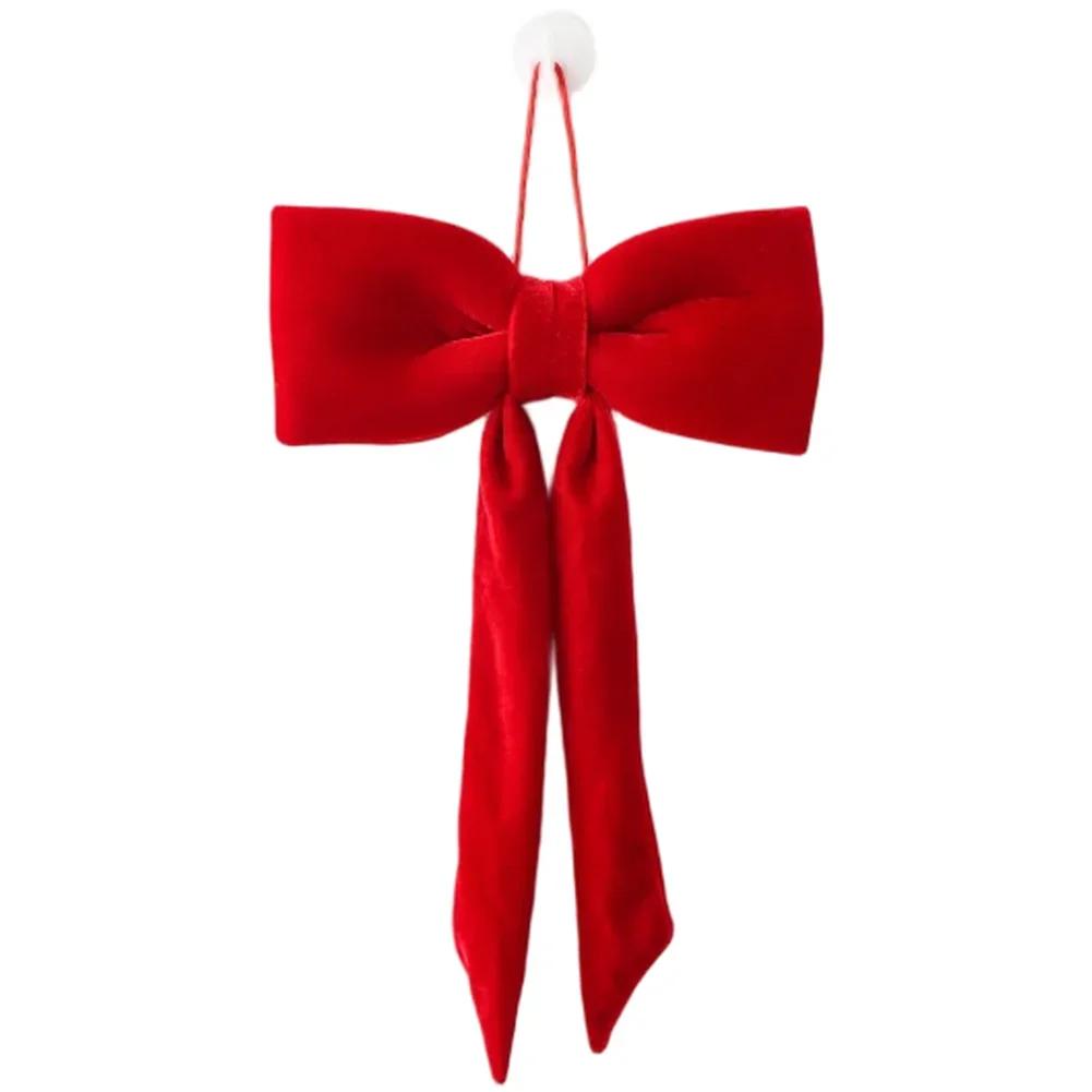 Christmas Tree and Window Hanging Velvet Bow Decoration Soft Fabric Material with Long Tail To Enhance Holiday Style