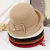WTEMPO Cold-proof Windproof Warm Solid Color Pearl Bow Bucket Hats Women's Autumn Winter Casual Verstaile Retro Elegant Hats