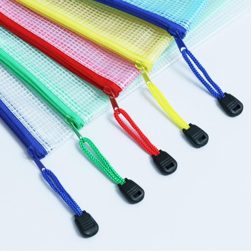 Custom Logo A4 Waterproof Drawstring Transparent Grid File Bag with Zipper