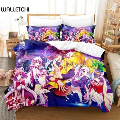Druk 3D Anime No Game No Life Pościel Chłopcy Dziewczynki Rozmiar Twin Queen King Poszewka na kołdrę Poszewka na poduszkę Łóżko chłopcy Dorośli