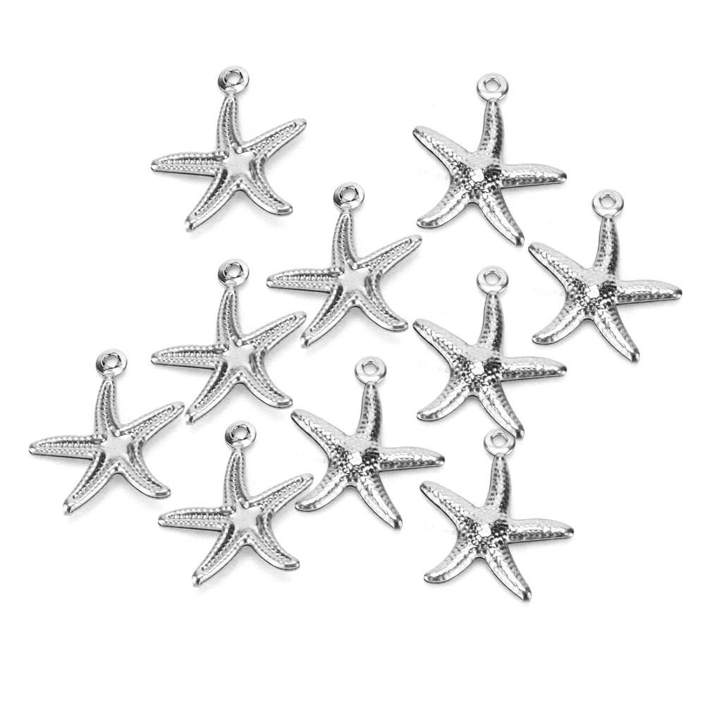 50pcs Stainless Steel Beach Jewelry Small Ocean Starfish Pendant Starfish Pendant Earring Making