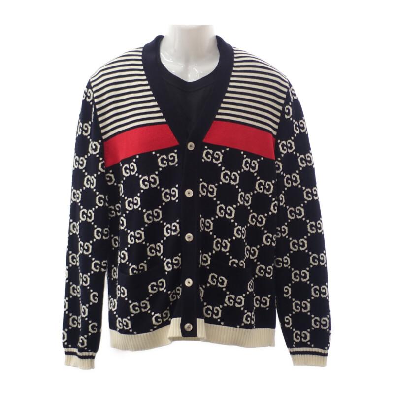 Gucci 523048_X9107 XL Cardigan Navy Cotton Mens