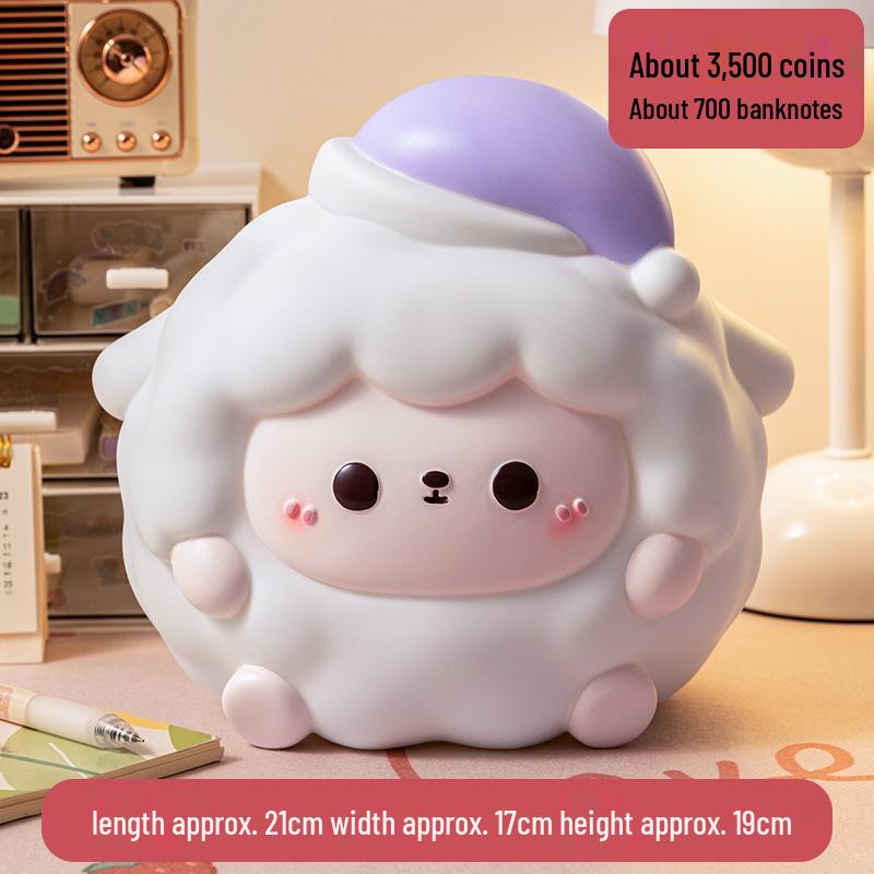 New Meimei Sheep Piggy Bank: Cute, Cartoon-Inspired, Drop-Proof Vinyl Savings Bank for Kids - Perfect Creative Gift and Decoration