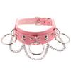 Punk Rock Harajuku Rivet Necklace Choker Collar for Women Men Girls Fashion PU Leather Alloy Cool Gothic Lock Link Circle Collar Choker Necklace