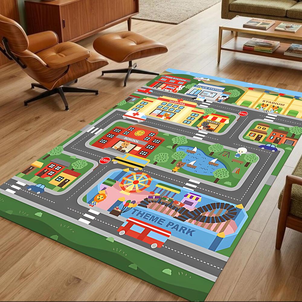City Adventure Playground Non-Slip Home Carpet Design for Office Decor Living Room Bedroom Gift