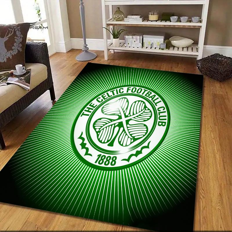 Celtic FC logo Pattern Square Carpet,Area Rug,Carpet Rug for Living Room Bedroom Sofa Playroom Decor,Non-slip Floor Mat,Holiday Birthday Gifts