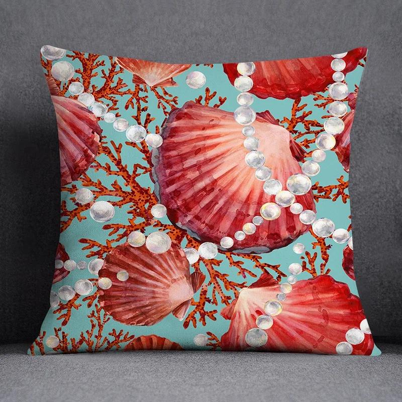 Ocean World Biological Printing Pattern Square Cushion Cover for Home Living Room Sofa Office Decoration Throw Pillow