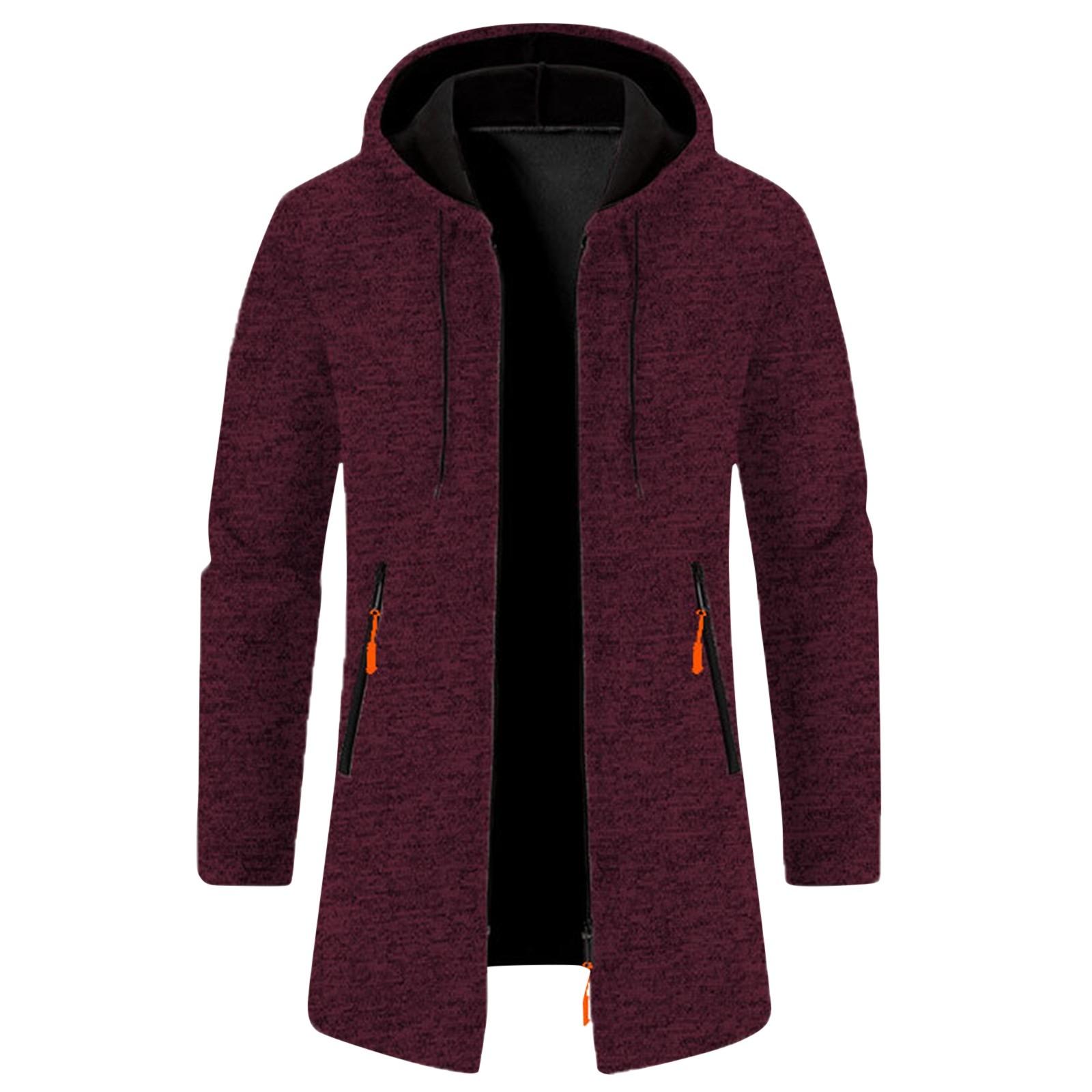 

Men s Spring Hooded Medium Long Thin Velvet Loose Large Size Sweater Jacket Cardigan Top Jacket M винный