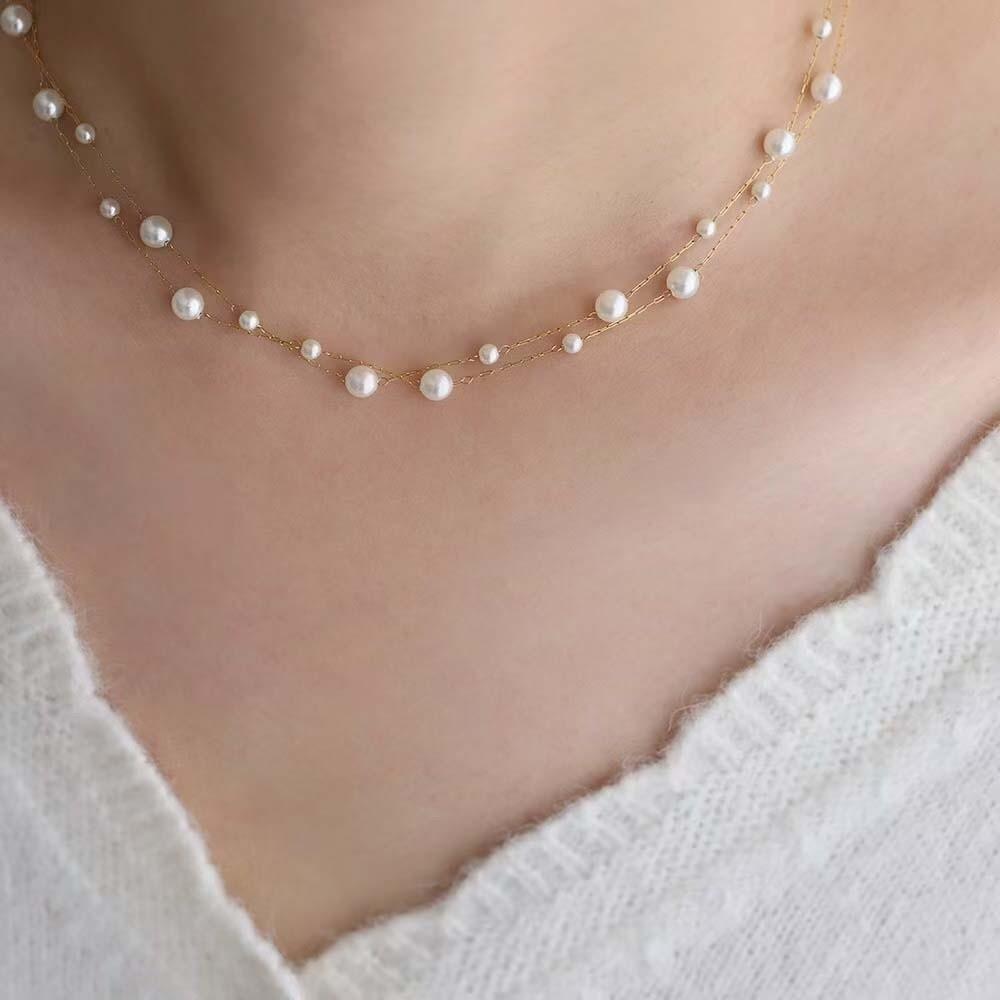 Luxury Beaded Choker Necklace Exquisite Collarbone Chain Brilliant Neck Pendant  Birthday Gift