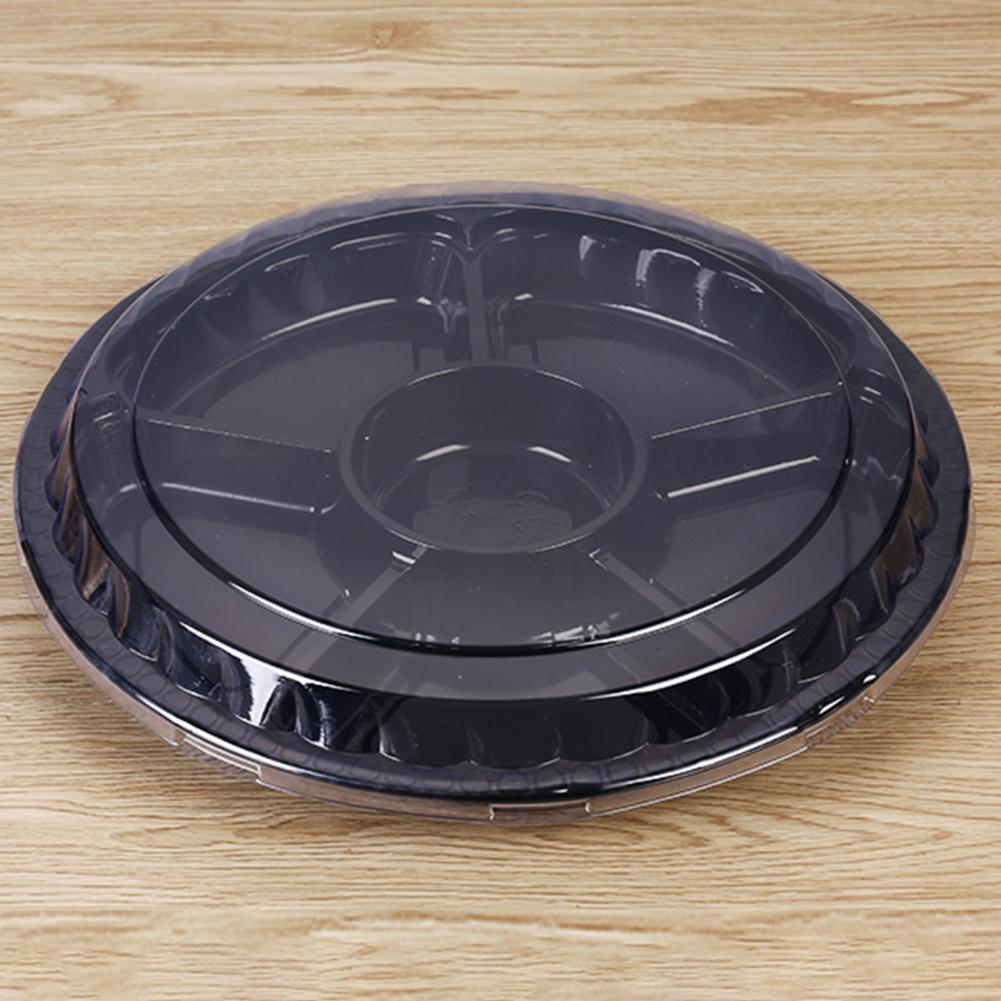 Versatile Snack Fruit Tray Plastic Tray with Compartments Plastic Round Snacks Fruit Storage Box with Lid 6 for Party
