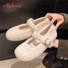 Fashion Aphixta Flat with Furry Shoes for Woman Soft Short Plush Buckle Women's Loafers Korean Style Ladies Shoe Luxury Brand Shoes