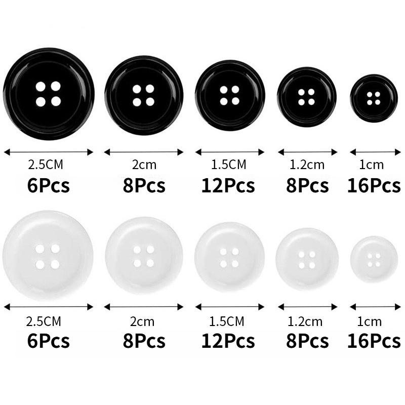 100Pcs/box Resin Sewing Buttons Round 4 Holes 5 Sizes Mixed DIY Buttons for Sewing Decoration
