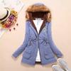 Damen Herbst Winter Warme Pelz Kapuzenparkas Dicke Baumwolle Slim Gepolsterter Mantel Lässig Vintage Streetwear Übergroßer Übermantel Jacken