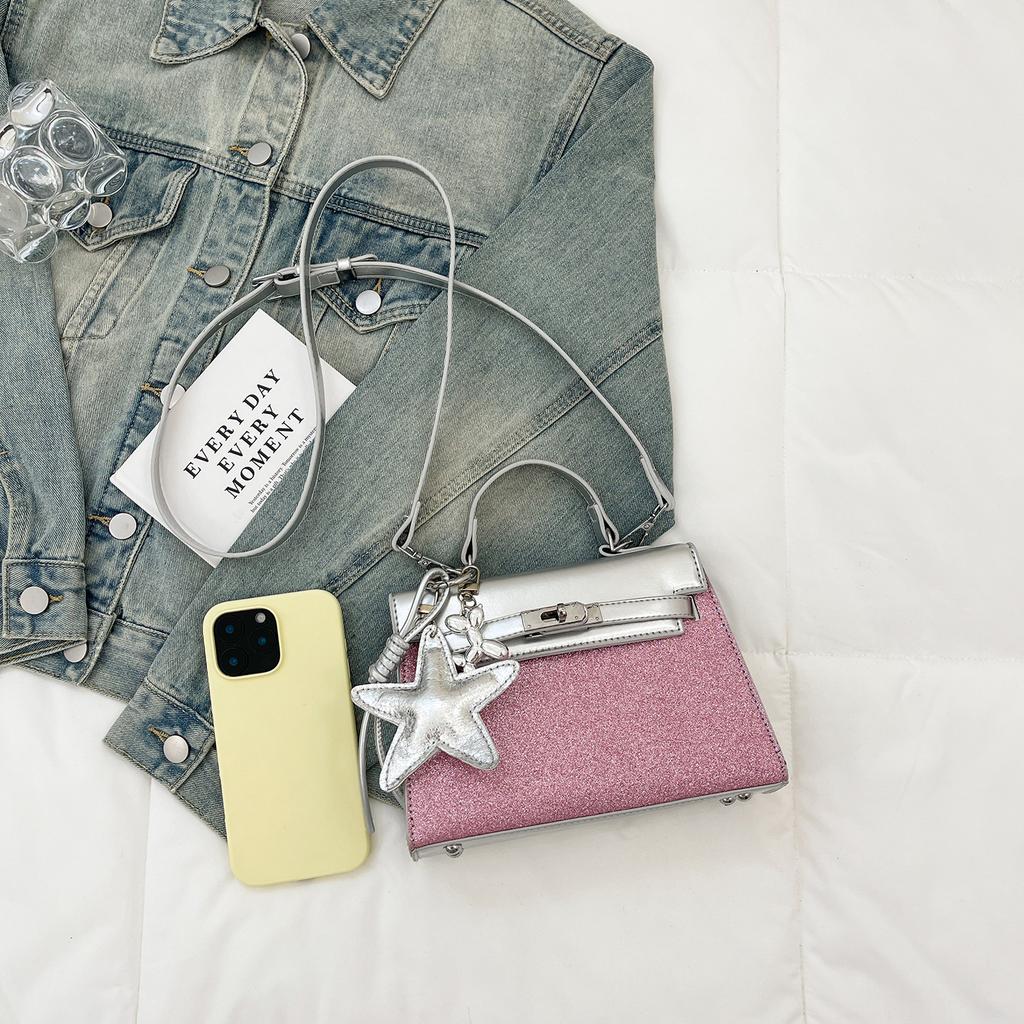 Small fresh literary women's bag 2025 new Korean version fashionable bright star handbag foreign style versatile messenger tote bag pu