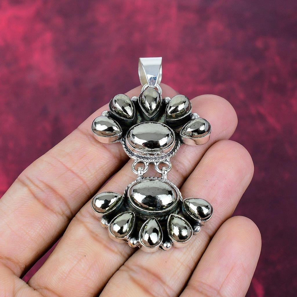 Golden Pyrite Handmade Gemstone Jewelry, 925 Solid Sterling Silver Pendant Beautiful Jewelry