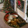 1Pcs Santa Deer Holly Pattern Semi Circle Welcome Doormat Non Slip for Outdoor Patio Porch Kitchen Bathroom Entryway Floor Mat
