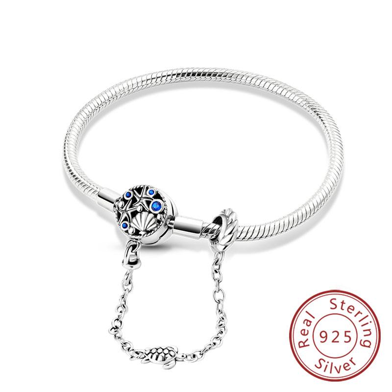 Originální náramek 925 Sterling Silver Náramek s přívěsky 17-20CM Zlaté Srdce Klíč Lásky Vločka Náramek Manžeta Dámské Šperky Dárek