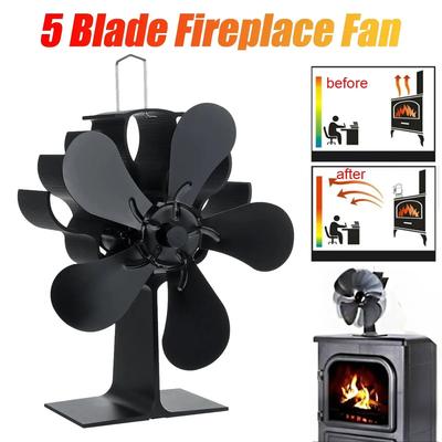 5-Blade Heat Powered Stove Fan for Wood Log Burner Fireplace Quiet Environmental Fan Tool Efficient Heat Distribution Heater