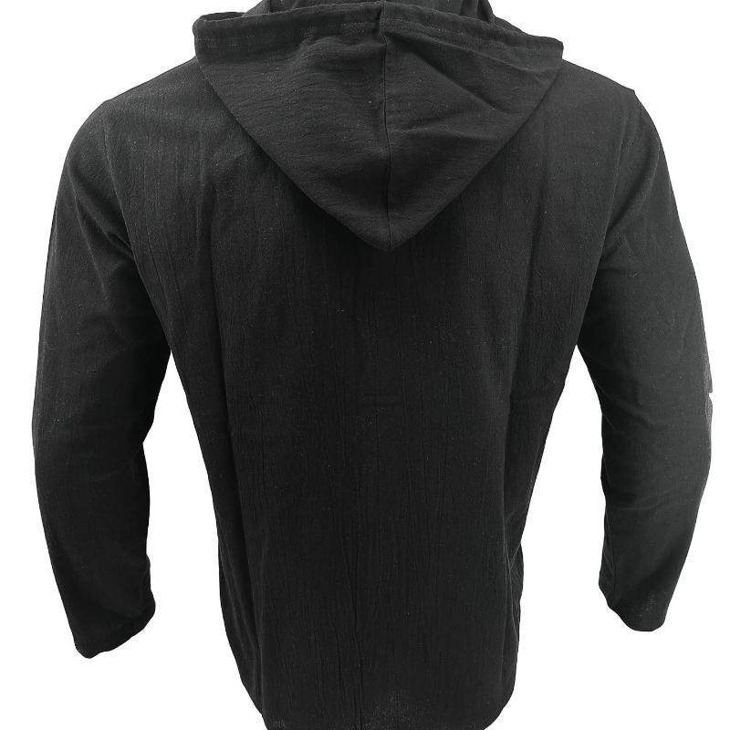 Spring and Summer Long Sleeve Men's Casual Shirt European Style Hooded Top Button Loose Shirt