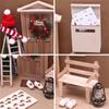 1 Set Dollhouse Elf Door Christmas Decor Wreath Mini Wood Furnitures Ornament Fairy Garden Miniature Scene Model Pretend