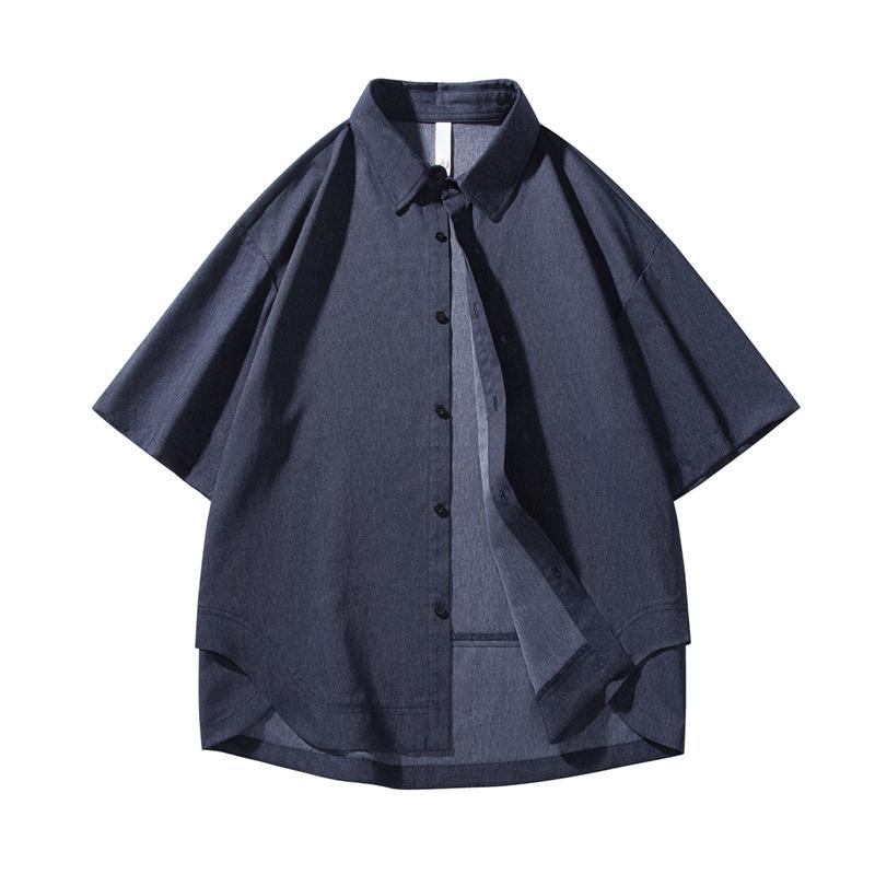 Retro Workwear Short Sleeved Shirt Men's Loose Collared Casual Shirt Summer Shirt