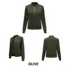 Women's Fashion Bomber Jacket Casual Cotton Coat Stand Collar Slim Fit Long Sleeve Thick Outerwear Ladies Motorcycle Basic Coats