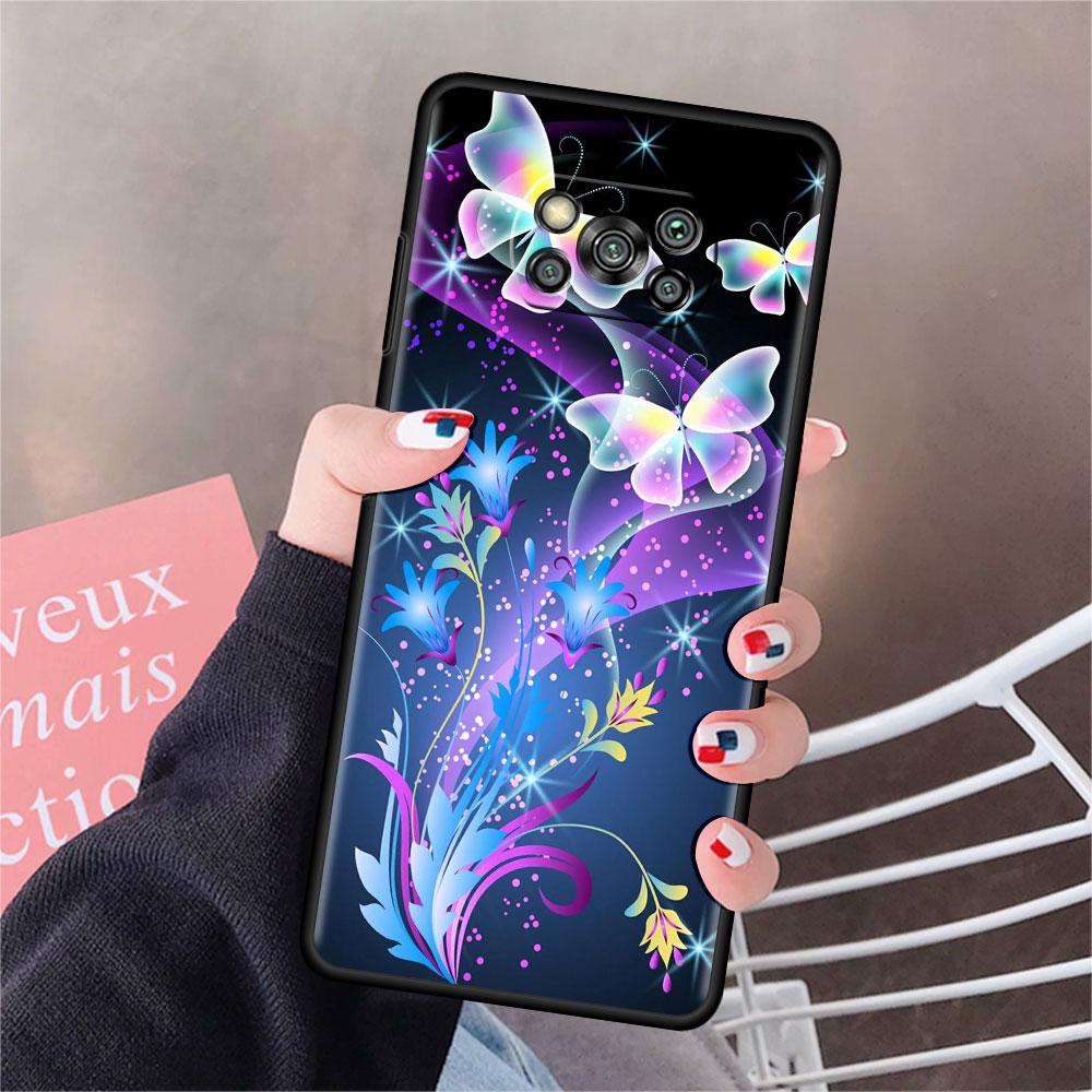 

Чехол для Xiaomi Mi Poco X3 NFC X4 Pro F3 F4 GT M4 M3 F1 C40 11 Lite 11T Мягкий силиконовый чехол для телефона с изображением бриллиантового цветка и бабочки Mi 11T