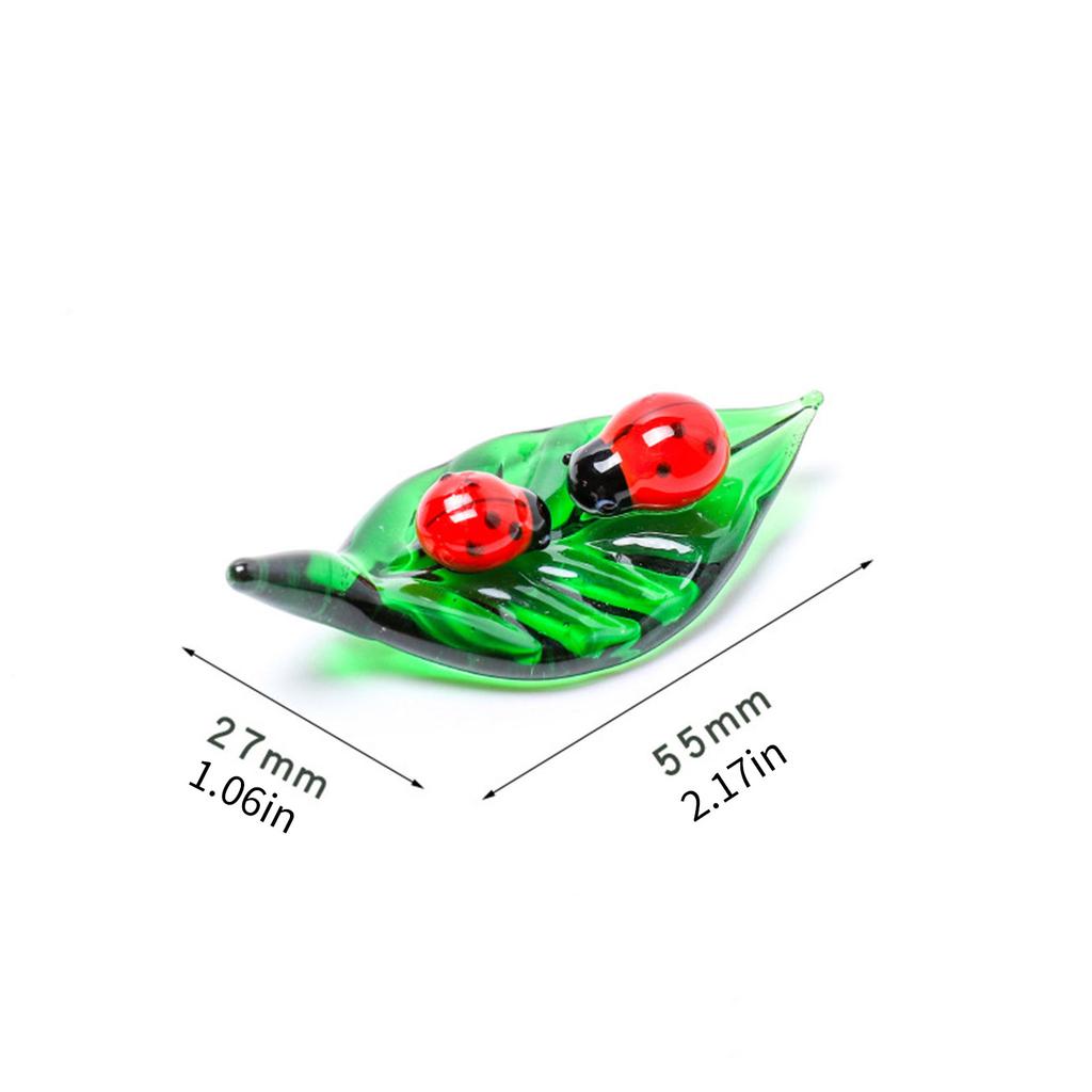 Glass Green Leaf Ladybugs Ants Snails Worm Butterfly Figurines Collectible Art Glass Animal Miniature Figurine Ornament