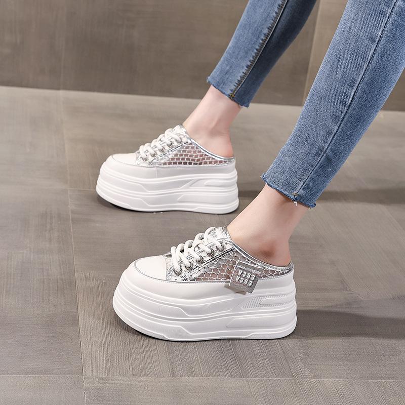 180-8 Small thick-soled inner height increase versatile little white shoes Women's summer lazy one-pedal bag head slippers