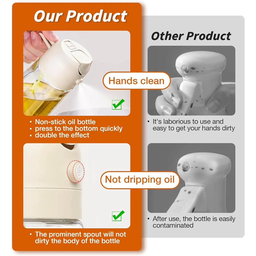 Kitchen Oil Spray Bottle Household Spray Pour Dual-use Air Fryer Olive Oil Cooking Oil Barbecue Spray Atomized Oil Spray Bottle