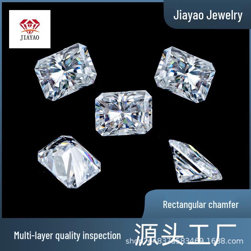 Radiant Cut D Color Moissanite Loose Stone, 0.2-1 Carat, Rectangular Beveled Fancy Shape 2x3mm