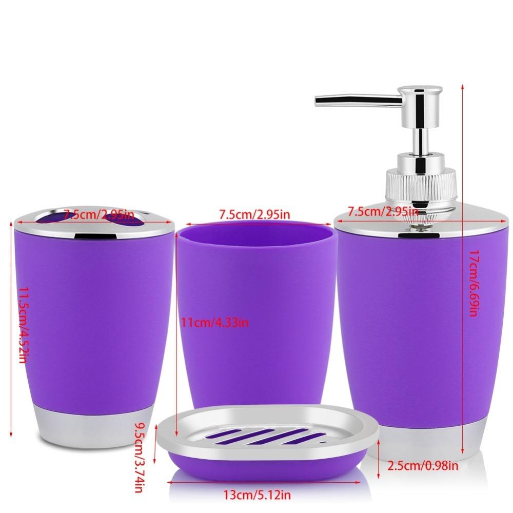 4 Piece Plastic Bathroom Accessories Set Hygienic Design Bathroom Suit Bathroom фиолетовый