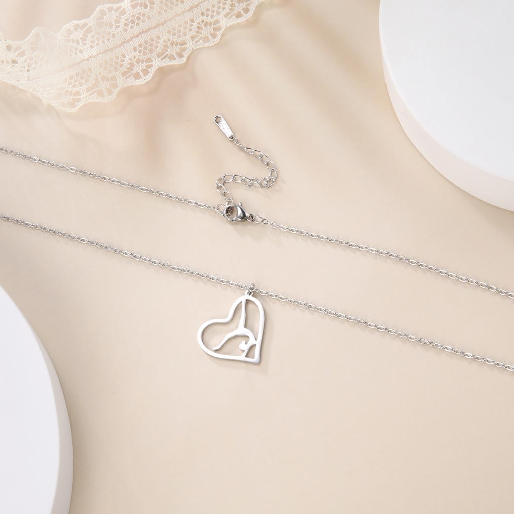 Fashion Minimalist Heart Pendant Necklace Women Gymnastics Theme Jewelry