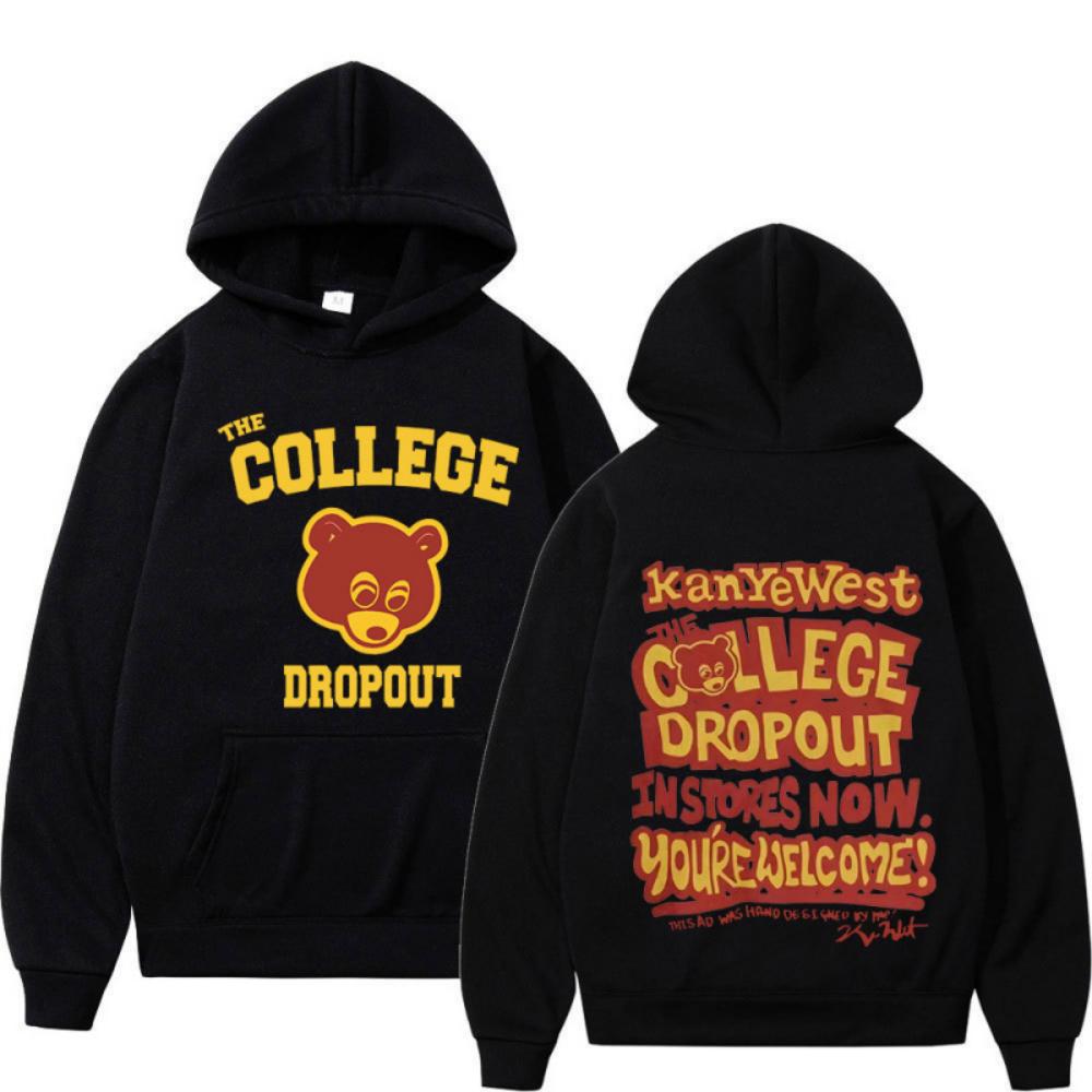 Kanye West College dropout hoodie music album double-sided hoodie S чёрный