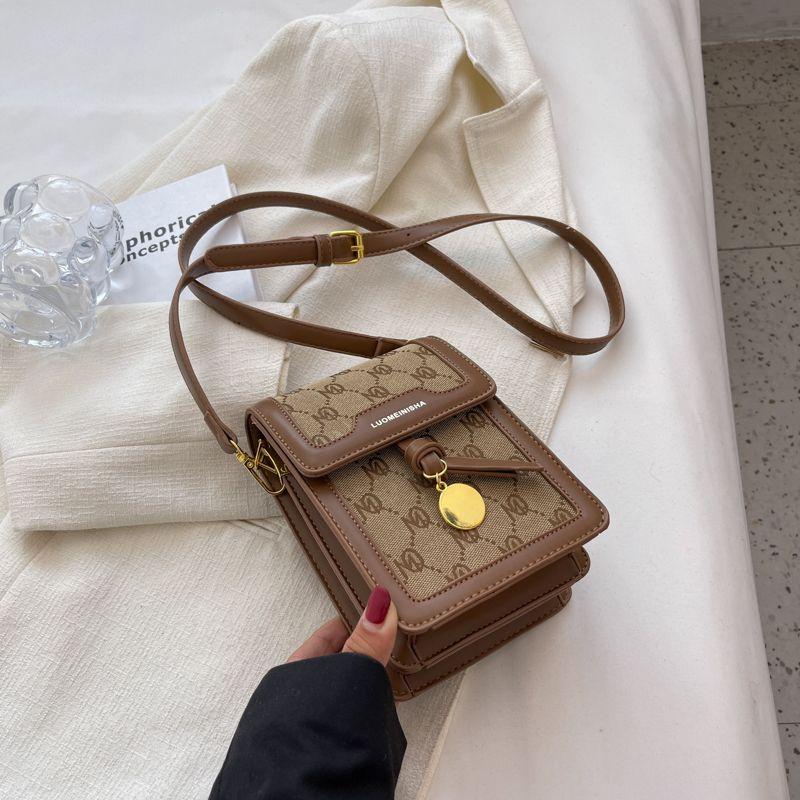 

Французская ретро мини-сумка для телефона на весну/лето Brown